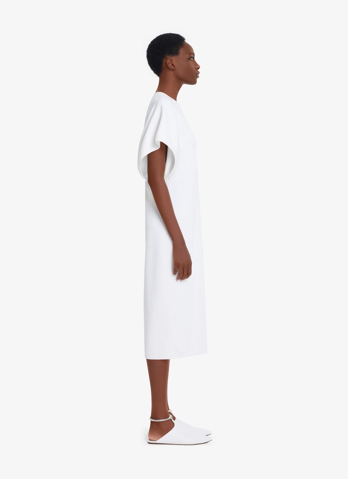 DOUBLE-FACED KNIT MIDI DRESS ALAÏA WHITE DOUBLE-FACED KNIT MIDI DRESS
